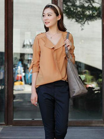 时尚韩版女短袖衬衫